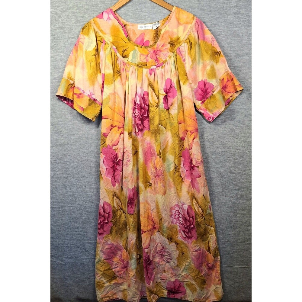 Vintage Fundamentals Women's Maxi Prairie Farm Cottage Dress Floral 100% Cotton